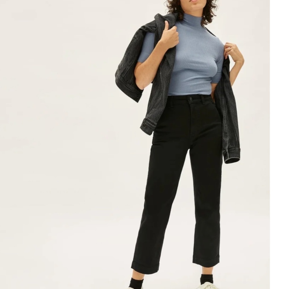 Everlane The High Rise Straight Leg Crop Pant Black Size 00